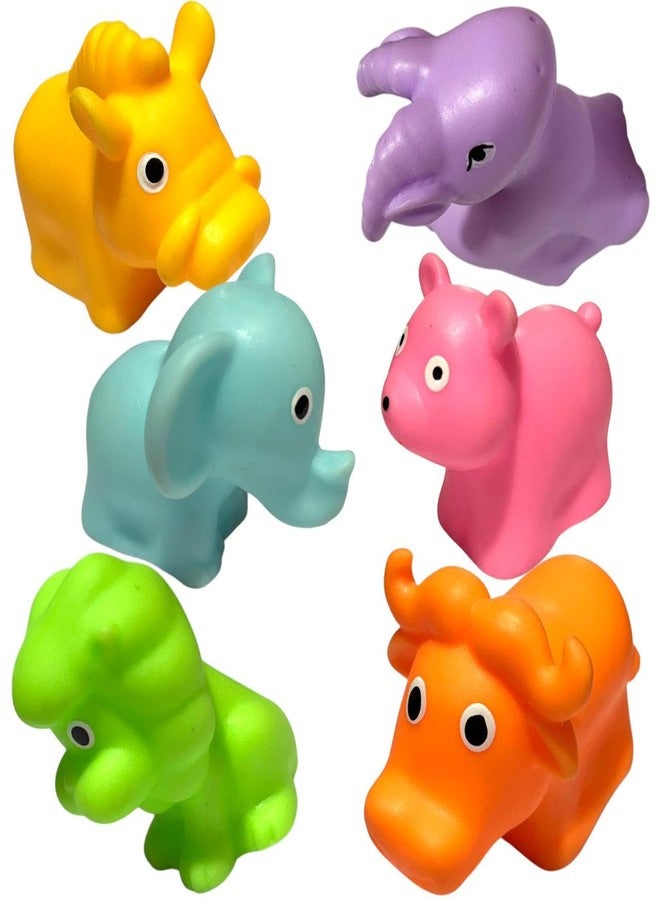 Rubber Colorful Floating Baby Toys Bath Animals Shape Chu Chu Toys for Newborn Babies Kids chu chu Gift for Baby Shower Infants Kids Toddler Party Decoration Squeezy Toy Multi Color - Set of 6 pc